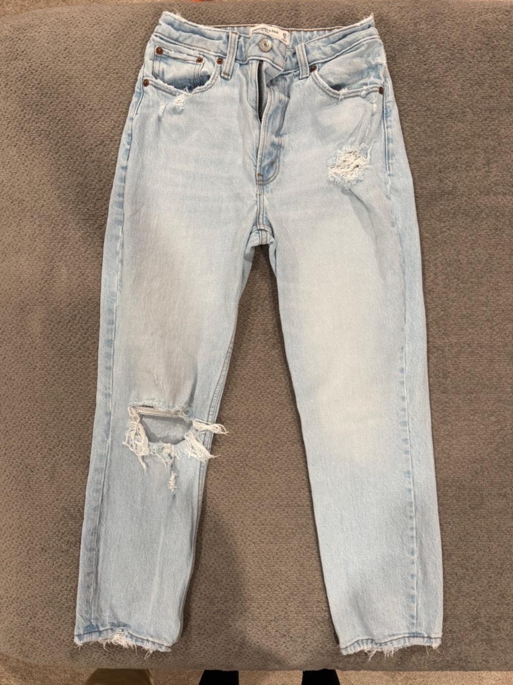 Abercrombie Light Wash Distressed Curve Love Mom Jean Short